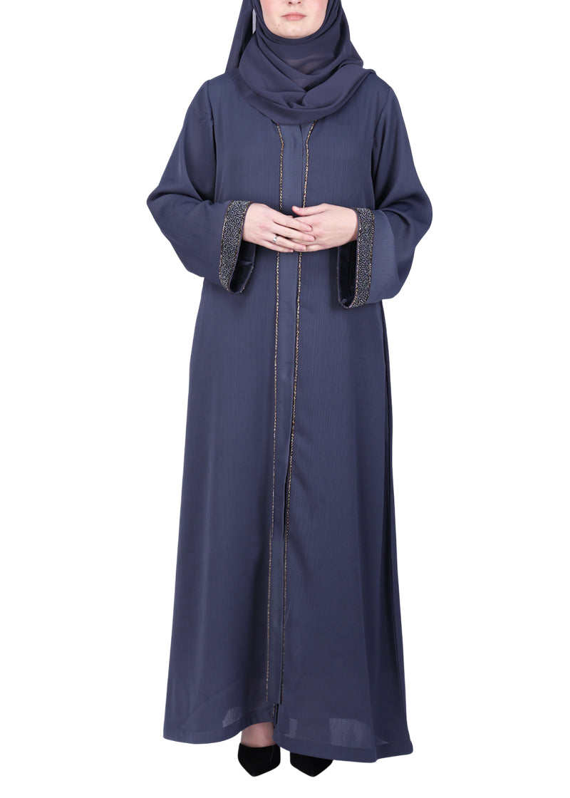 BeingMuslims Luxury Abaya with Subtle Handwork of Timeless Detailing.