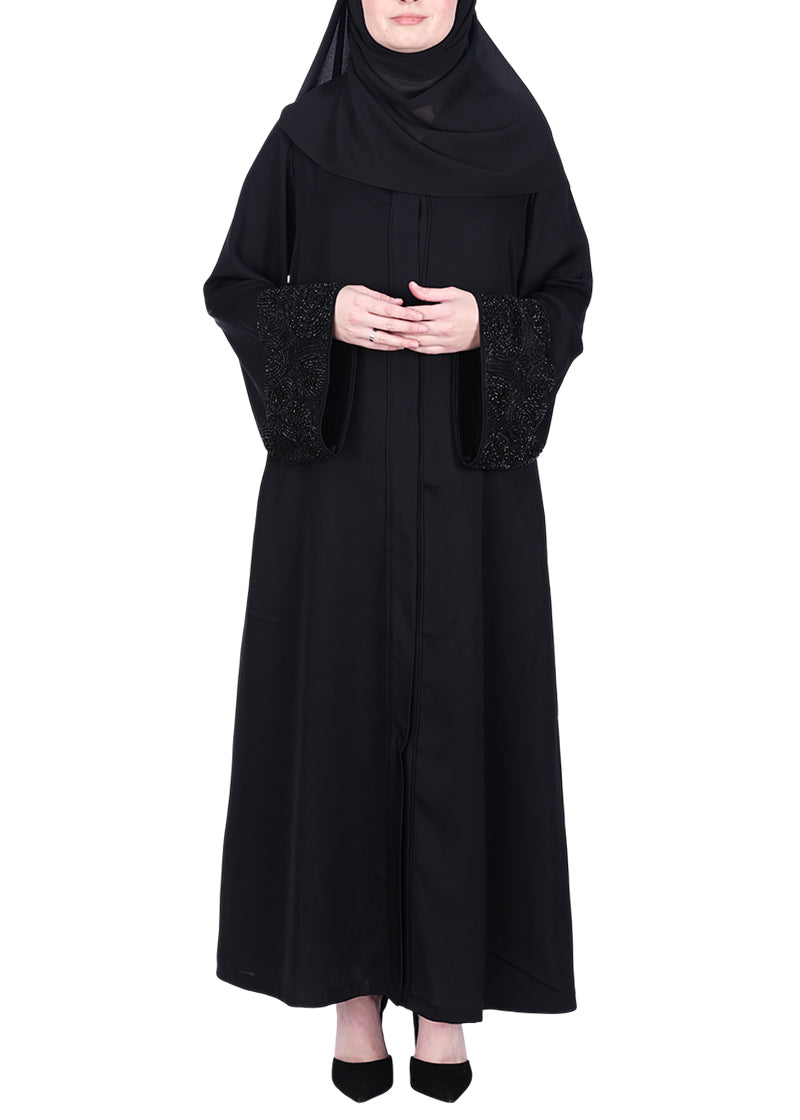 BeingMuslims Abaya with Rich on Embroidery on Sleeves