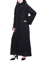 BeingMuslims Abaya with Rich on Embroidery on Sleeves Black