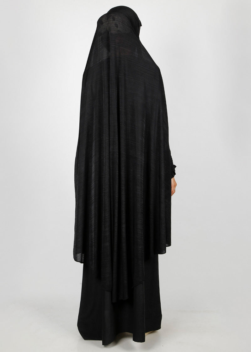BeingMuslims Knee Length Jersey Khimar with sleeves in Black Black Pack of 10