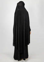 BeingMuslims Knee Length Jersey Khimar with sleeves in Black Black Pack of 10