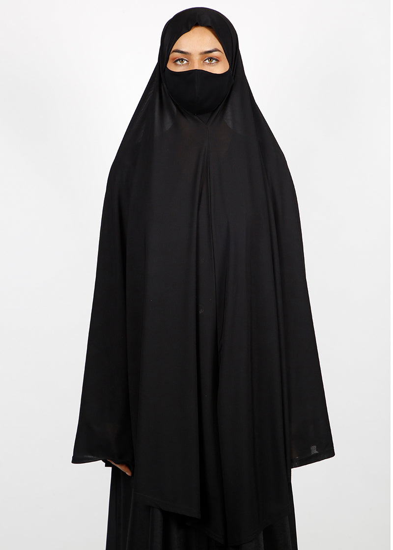 BeingMuslims Khimar without Sleeves in Rich Black Black Pack of 10