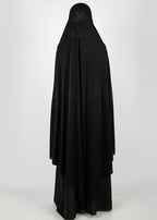 BeingMuslims Knee Length Jersey Khimar with sleeves in Rich Black Black Pack of 10