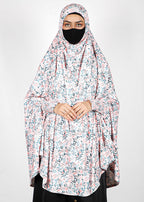 BeingMuslims Printed Khimar A with elastic Sleeves Coral Pink Floral Pack of 10