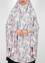 BeingMuslims Printed Khimar A with elastic Sleeves Ivory Floral Pack of 10
