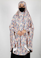 BeingMuslims Printed Khimar A with elastic Sleeves Ivory Floral Pack of 10