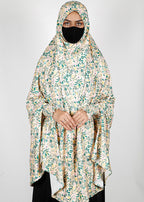 BeingMuslims Printed Khimar A with elastic Sleeves Light Beige Floral Pack of 10