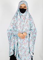 BeingMuslims Printed Khimar A with elastic Sleeves Ice Blue Floral Pack of 10