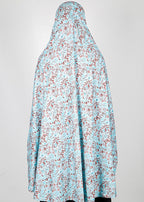 BeingMuslims Printed Khimar A with elastic Sleeves Ice Blue Floral Pack of 10