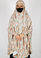 BeingMuslims Printed Khimar A with elastic Sleeves light warm Floral Pack of 10