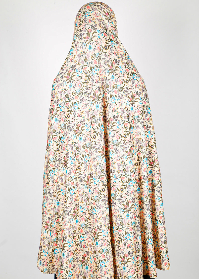BeingMuslims Printed Khimar A with elastic Sleeves light warm Floral Pack of 10