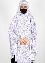 BeingMuslims Printed Khimar A with elastic Sleeves Lavender Grey Floral Pack of 10