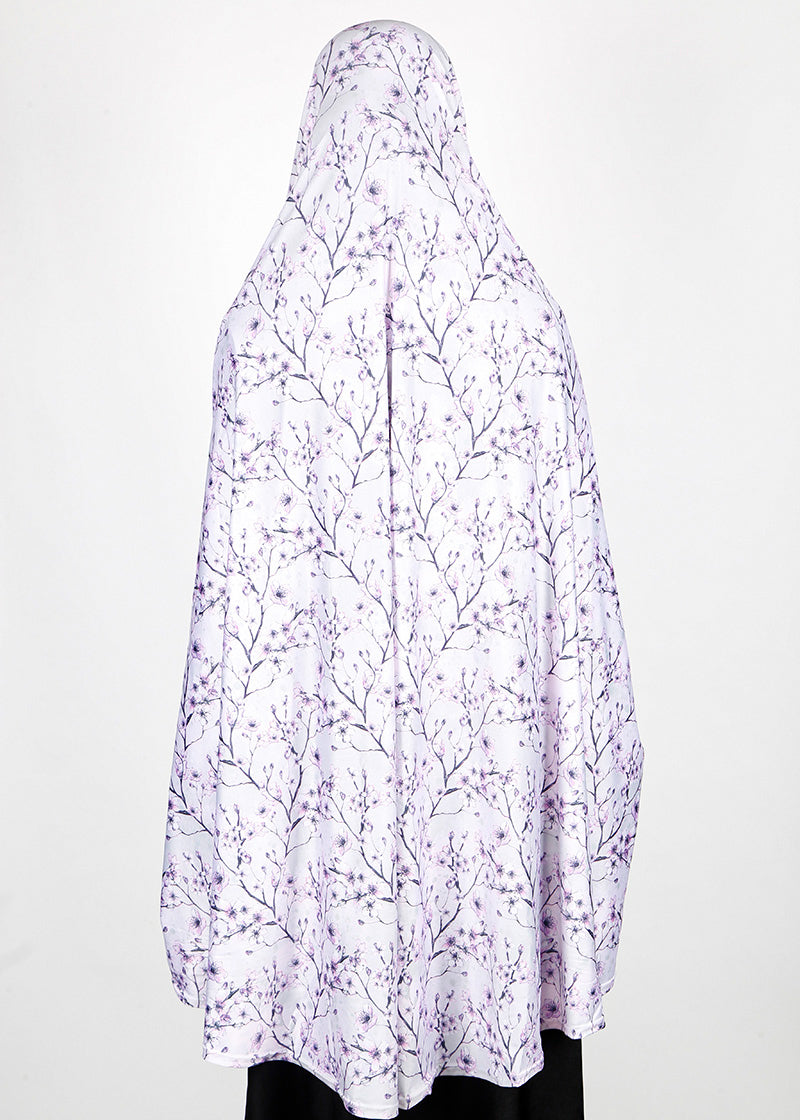 BeingMuslims Printed Khimar A with elastic Sleeves Lavender Grey Floral Pack of 10