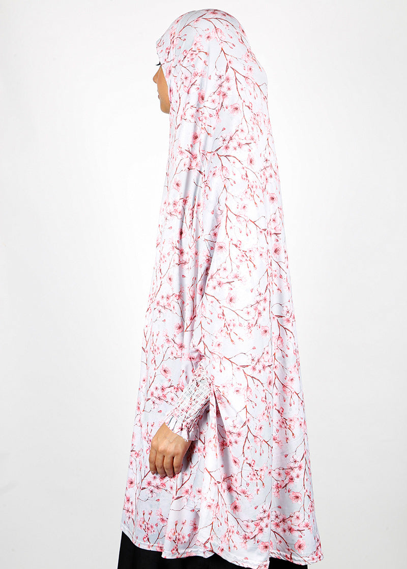 BeingMuslims Printed Khimar A with elastic Sleeves Soft Nude Pink Floral Pack of 10
