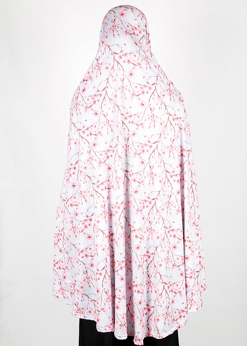 BeingMuslims Printed Khimar A with elastic Sleeves Soft Nude Pink Floral Pack of 10