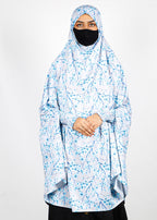 BeingMuslims Printed Khimar A with elastic Sleeves Pale Periwinkle Floral Pack of 10