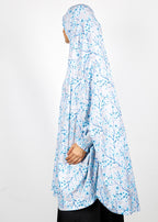 BeingMuslims Printed Khimar A with elastic Sleeves Pale Periwinkle Floral Pack of 10