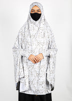BeingMuslims Printed Khimar A with elastic Sleeves Light Grey Floral Pack of 10