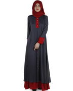 Double layered abaya dress Dark Grey