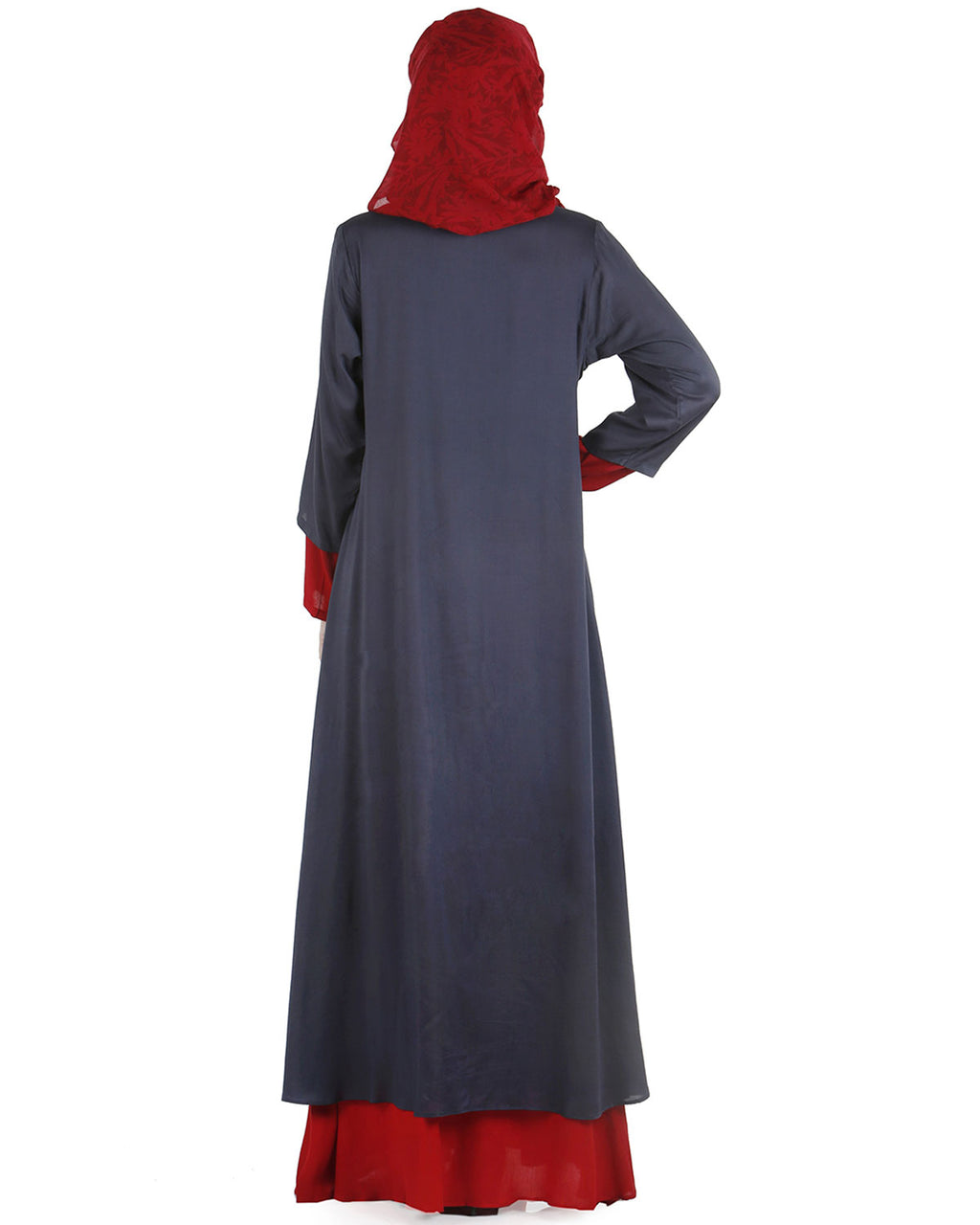Double layered abaya dress Dark Grey