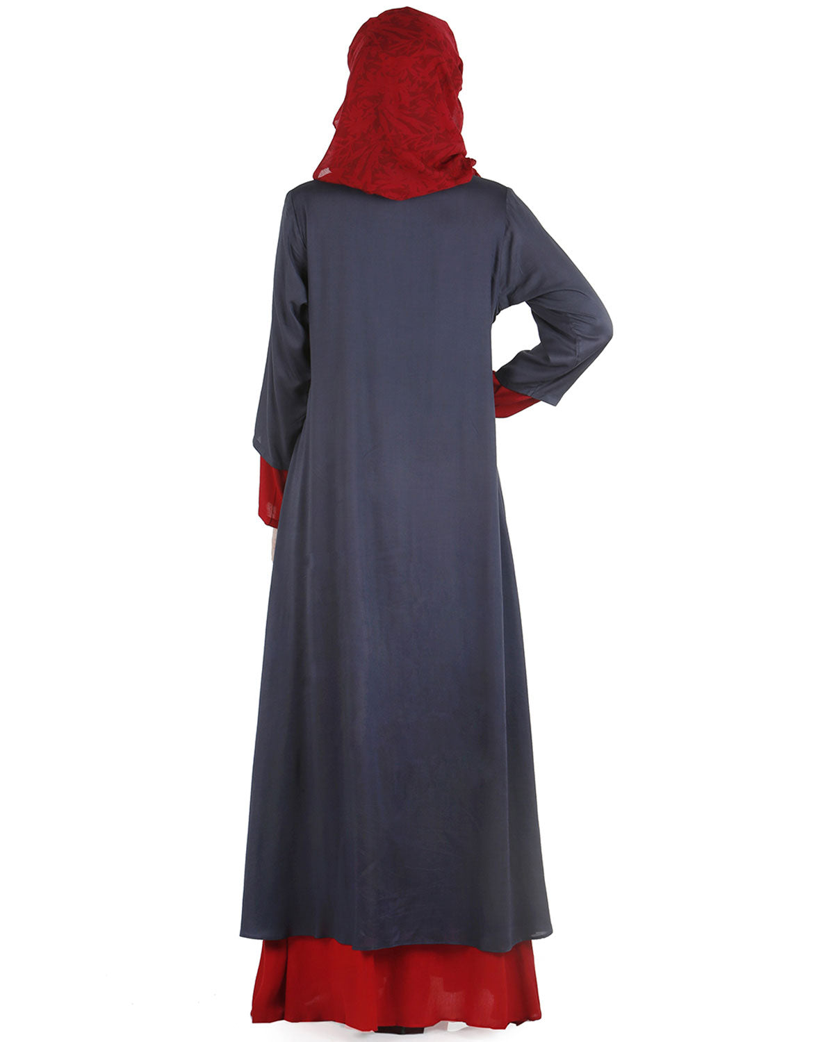 Double layered abaya dress Dark Grey