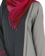 Stylish overlapped panel Abaya Grey
