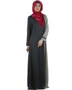 Stylish overlapped panel Abaya Grey