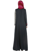 Stylish overlapped panel Abaya Grey