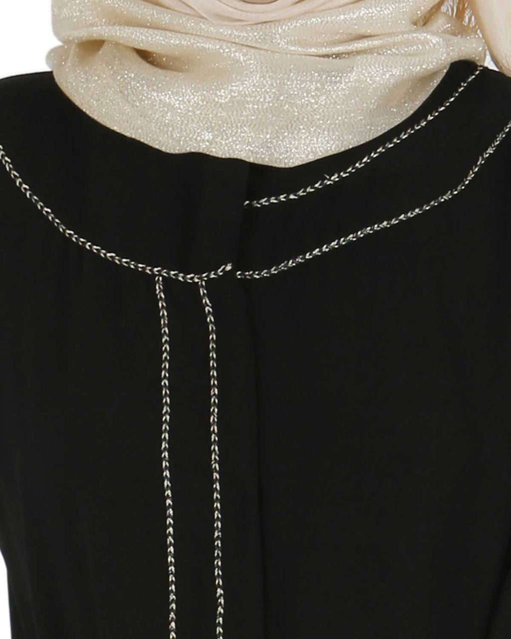 Popular gold zari abaya Black