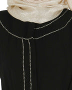 Popular gold zari abaya Black