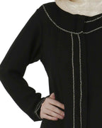 Popular gold zari abaya Black