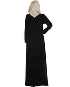 Popular gold zari abaya Black