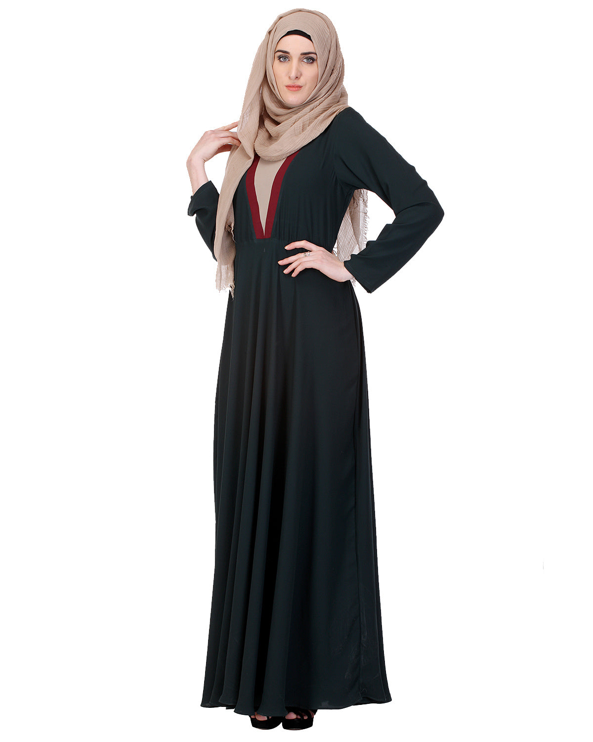 Moss long Maxi Style Abaya Grey