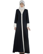Dashing Navy and white abaya with swarovski lining