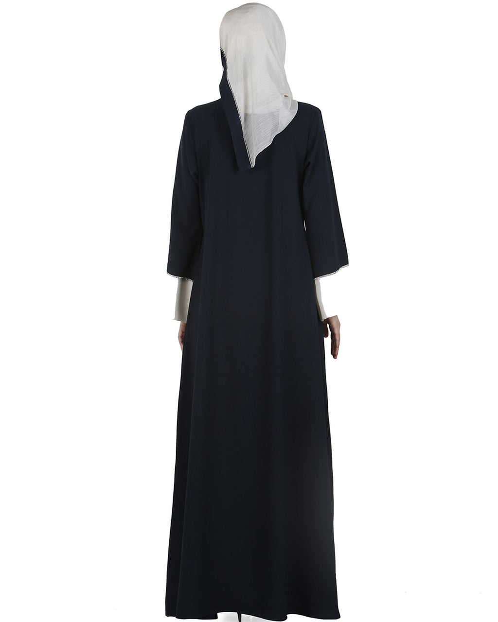 Dashing Navy and white abaya with swarovski lining