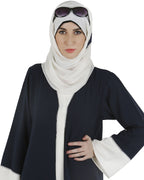 Dashing Navy and white abaya with swarovski lining Black