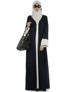 Dashing Navy and white abaya with swarovski lining Black