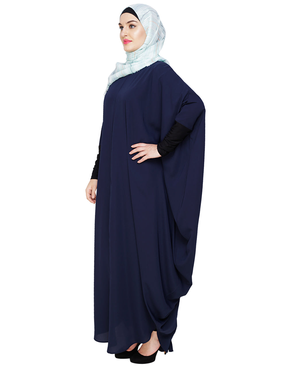 Quirky Jersy Sleeve Black Kaftan Wine