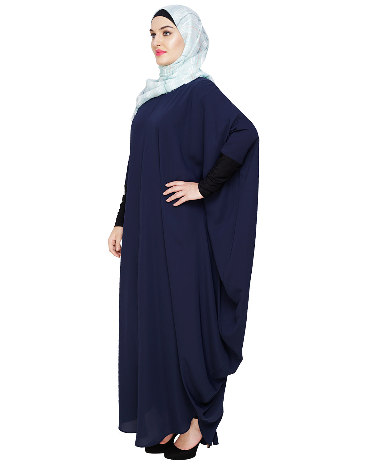 Quirky Jersy Sleeve Black Kaftan Wine