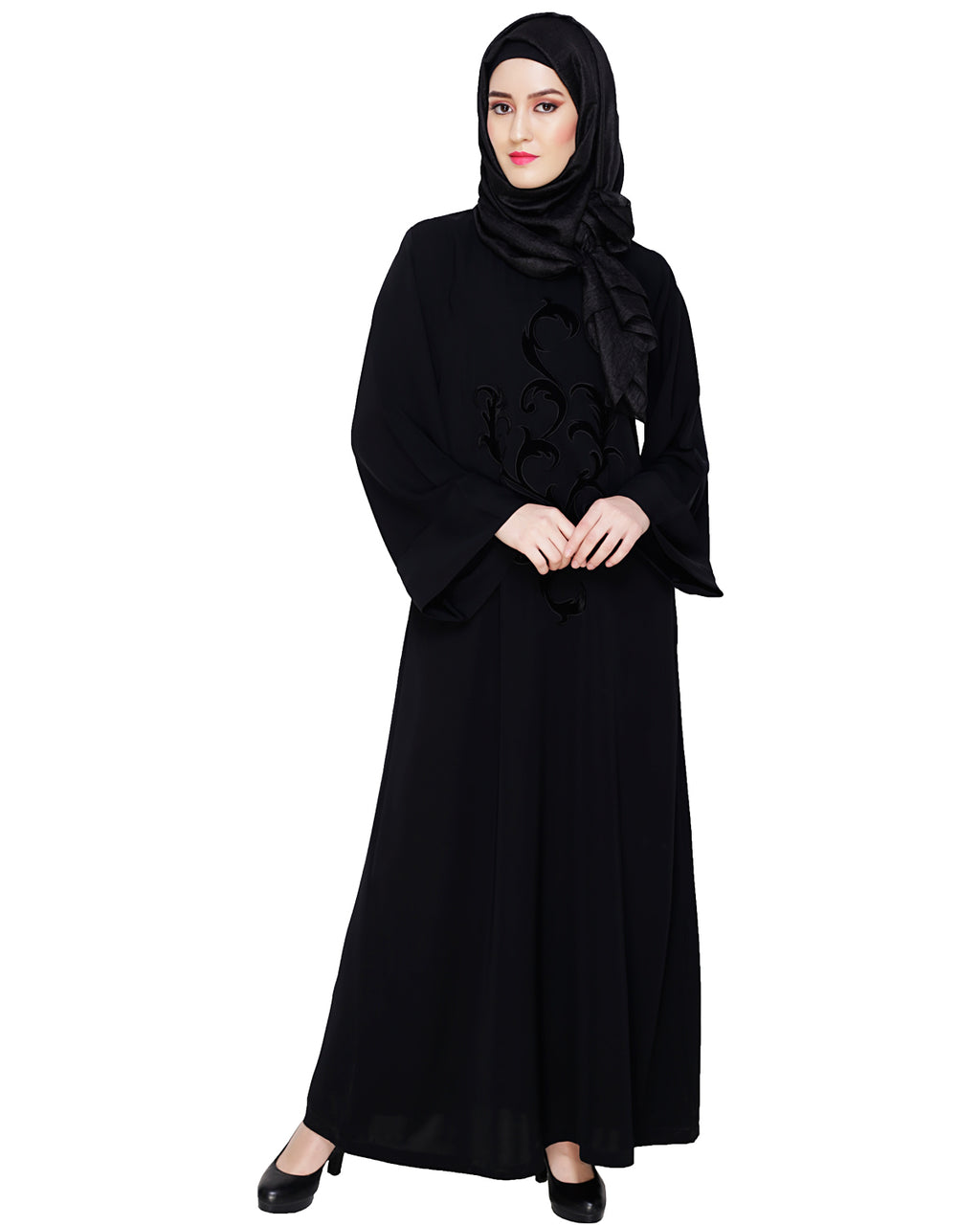 Plush Dubai Style Abaya Black