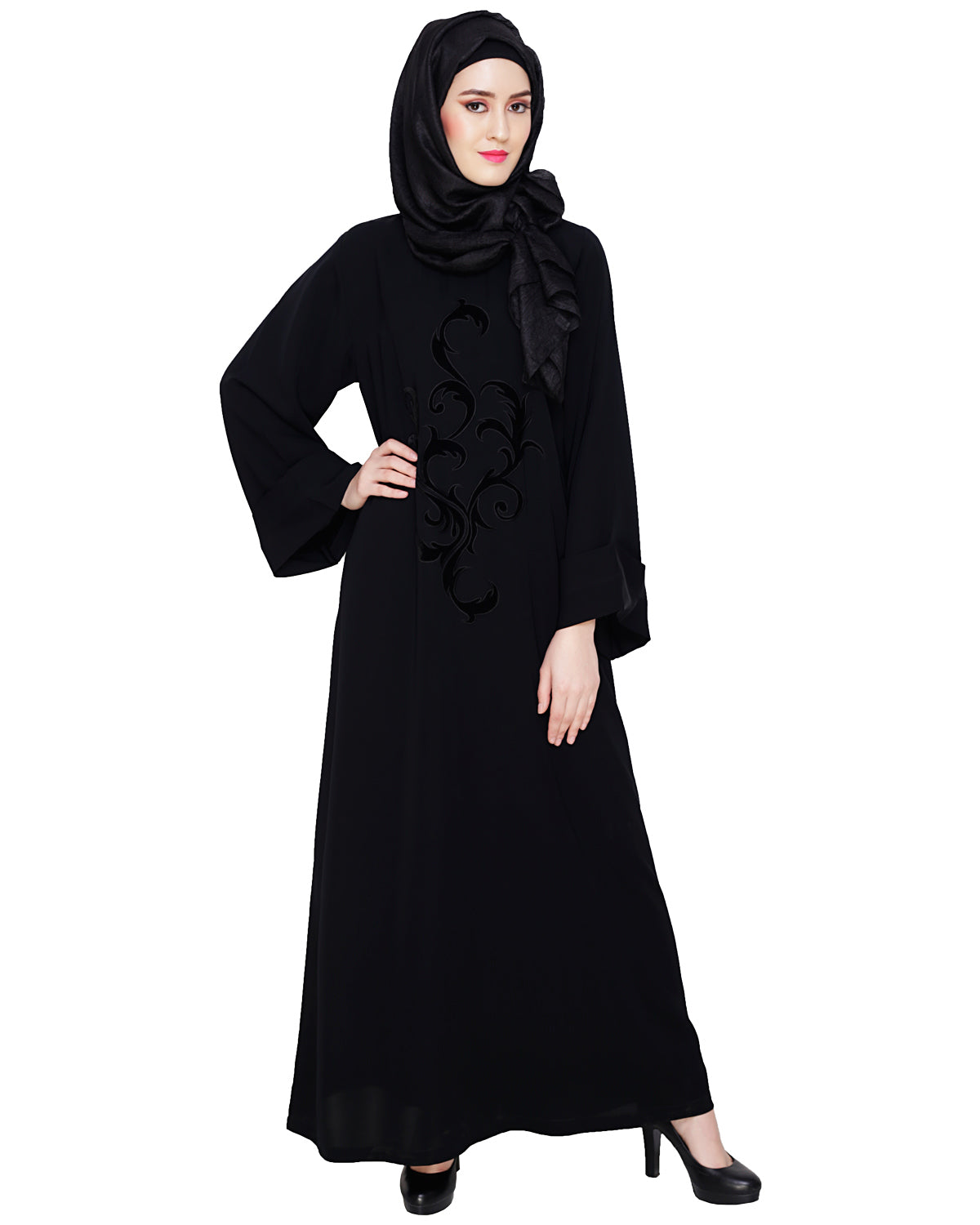 Plush Dubai Style Abaya Black