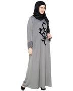 Plush Dubai Style Abaya Grey