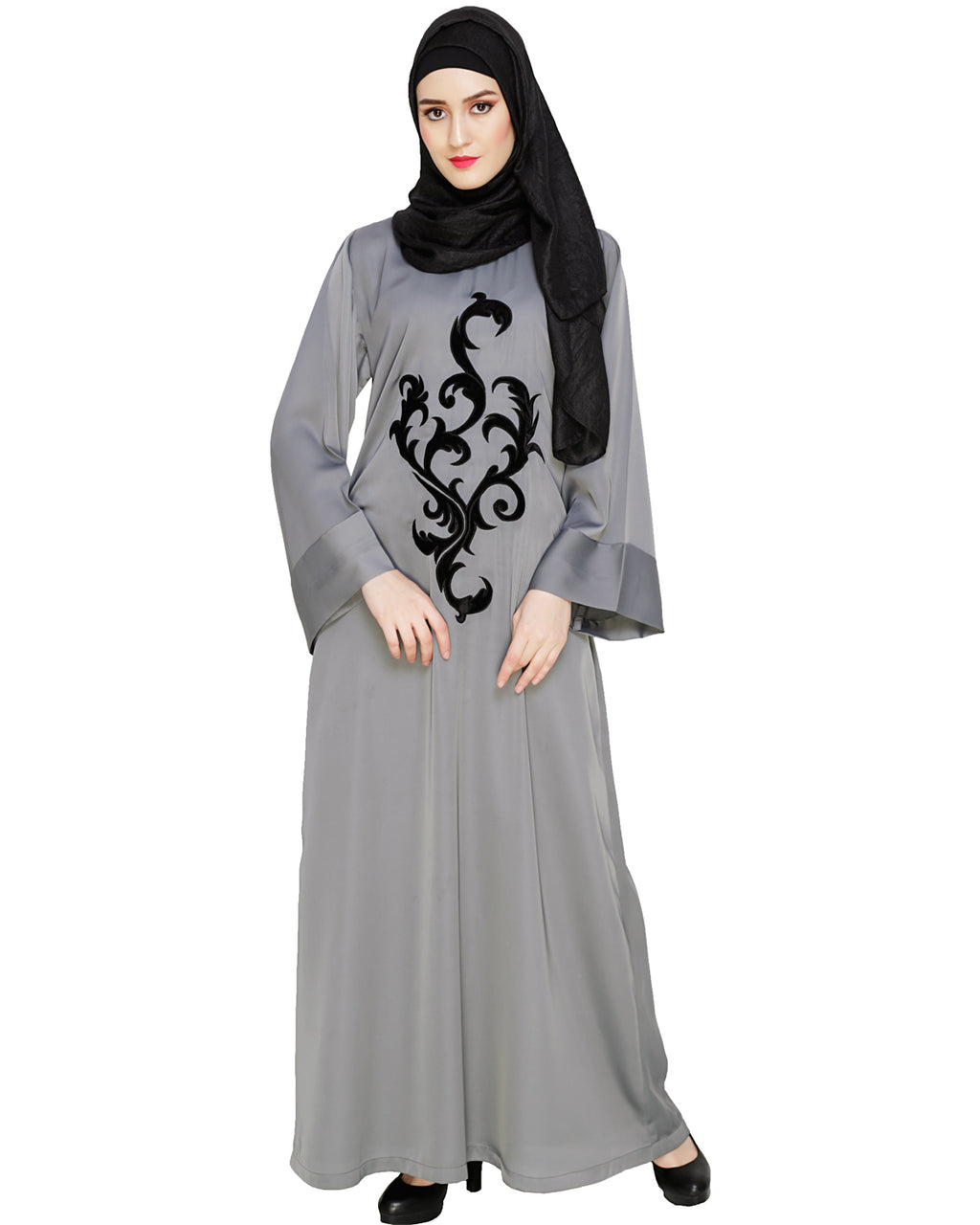Plush Dubai Style Abaya Grey