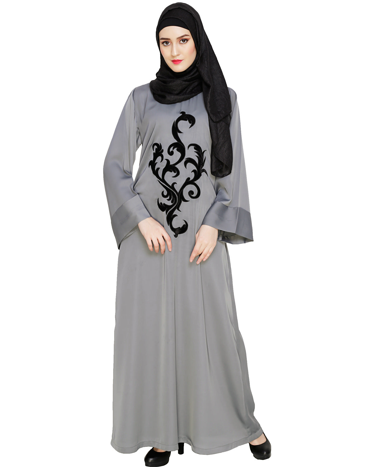 Plush Dubai Style Abaya Grey