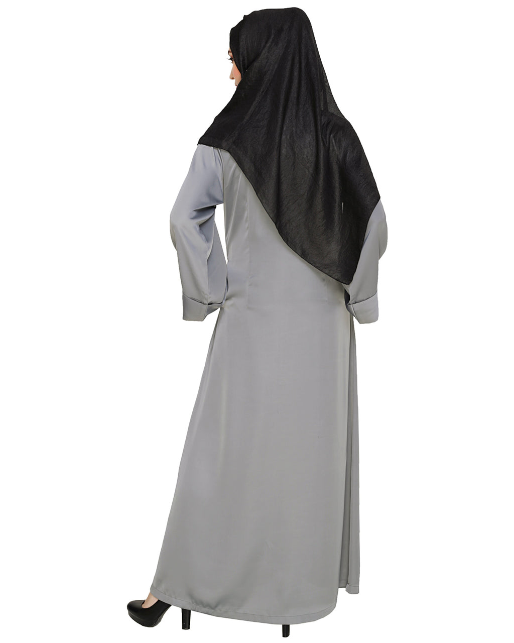 Plush Dubai Style Abaya Grey