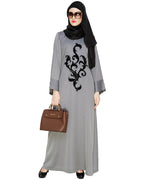 Plush Dubai Style Abaya Grey