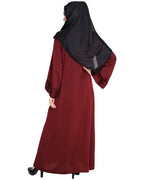 Plush Dubai Style Abaya Wine