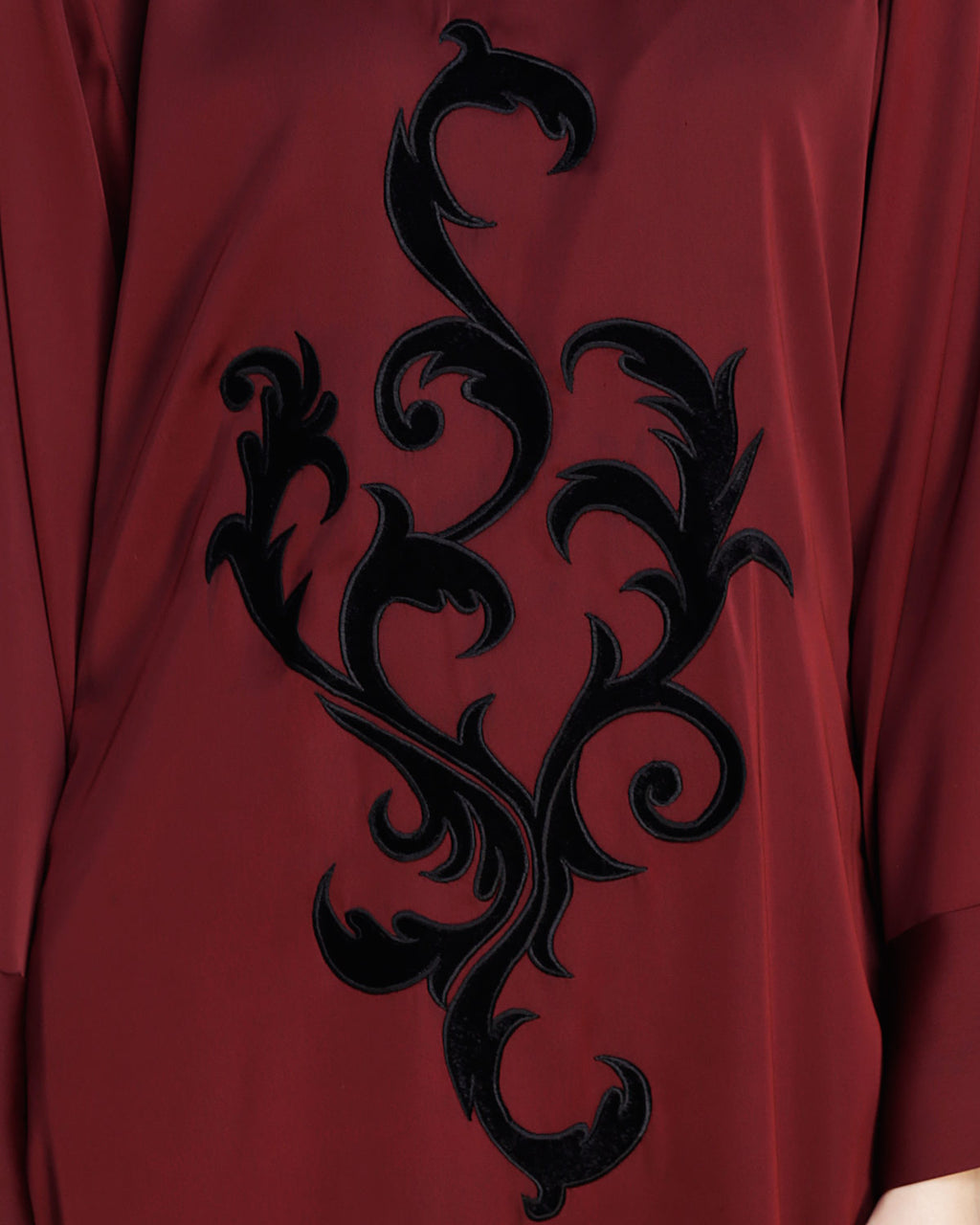 Plush Dubai Style Abaya Wine