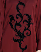 Plush Dubai Style Abaya Wine