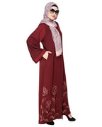 Mesmerising Dubai Style Abaya Wine